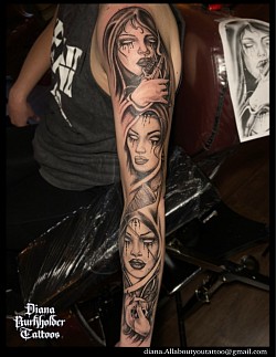 Fate sisters sleeve tattoo