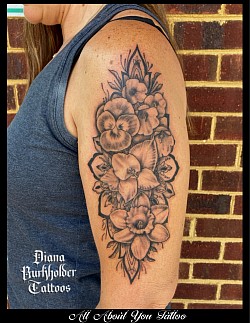 Flowers tattoo black and grey